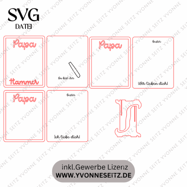 SVG Datei Bilderrahmen für Handabdruck Fußabdruck Hammer Männer Geschenkidee für Papa Vatertag Mann SVG Laserdatei Männergeschenk Mann Vater – Bild 2