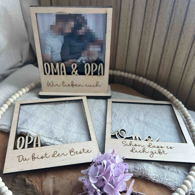 SVG Laserdatei Retrorahmen Vintagerahmen mit Ständer für 3mm und 4mm Holz Oma Opa Uroma Uropa Muttertag Vatertag Mama Papa Familie SVG Datei – Bild 10