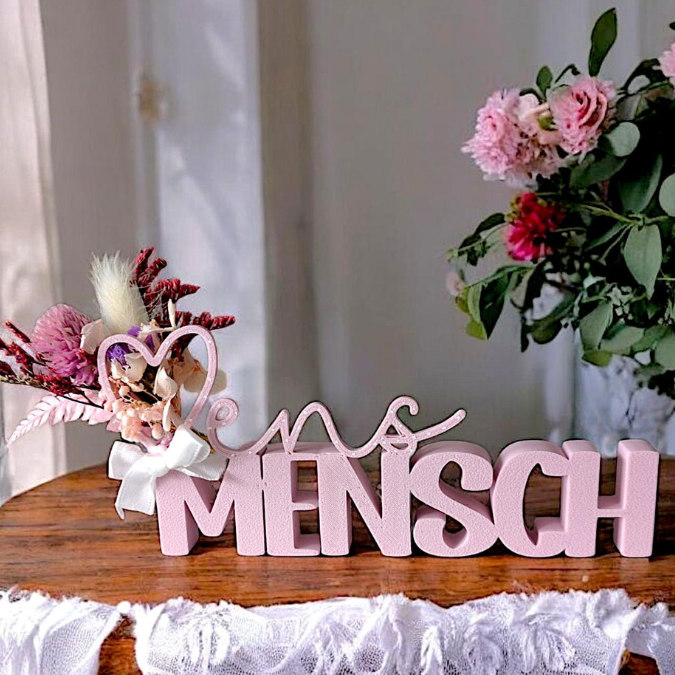 STL 3D Druck Datei Schriftzüge Beste Freundin Soul Mate Herzmensch 6er Set mit und ohne Löcher für Blumen 3D-Datei – Bild 4
