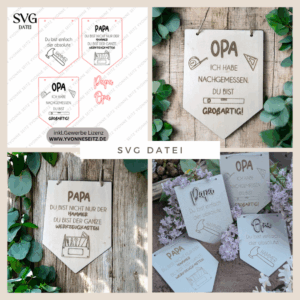 SVG Datei Wimpel Werkzeug Männer Geschenkidee für Papa Vatertag Opa Mann SVG Laserdatei Laserfile Lasercut Männergeschenk Mann Vater