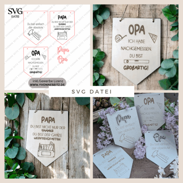 SVG Datei Wimpel Werkzeug Männer Geschenkidee für Papa Vatertag Opa Mann SVG Laserdatei Laserfile Lasercut Männergeschenk Mann Vater