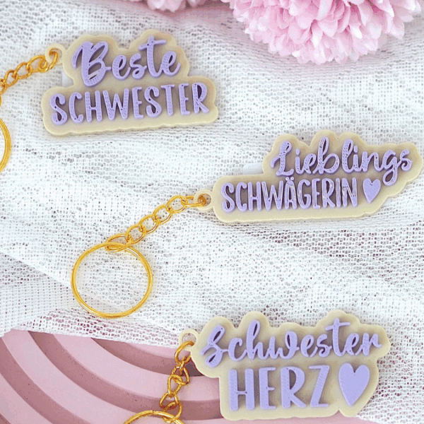 STL 3D Druck Datei Schlüsselanhänger 6er Schwester Bruder Schwägerin Schwager Herz 3D-Druck Datei – Bild 2