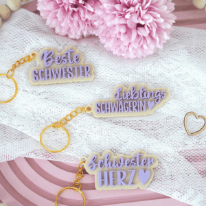 STL 3D Druck Datei Schlüsselanhänger 6er Schwester Bruder Schwägerin Schwager Herz 3D-Druck Datei