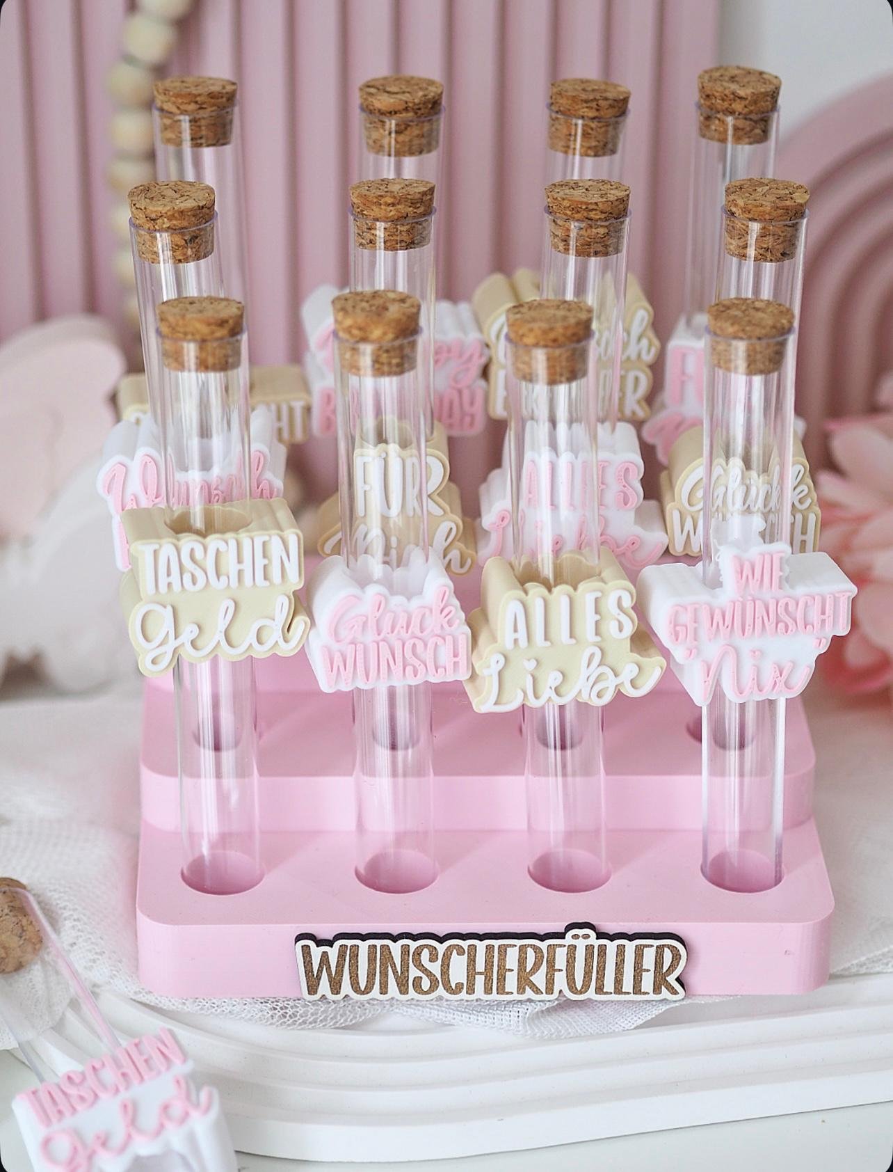 3D Druck Datei STL 7 Designs in 3 Größen Geburtstag Aufschieber Wunscherfüller für Reagenzglas Geldgeschenk happy birthday 3D-Druck Datei – Bild 17