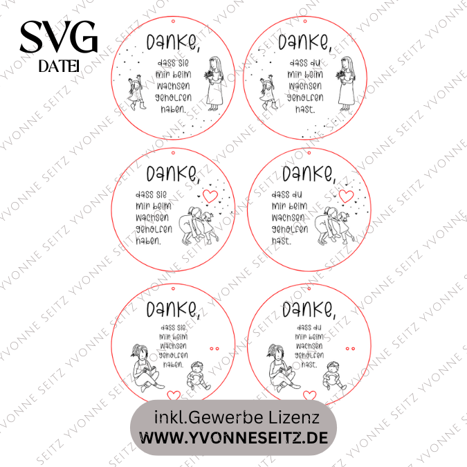 SVG Laserdatei 6 Designs Schilder Holzscheiben Geschenkidee Abschied Kindergarten Erzieherin Kindergartenabschied Danke Kita Kiga SVG Datei – Bild 2