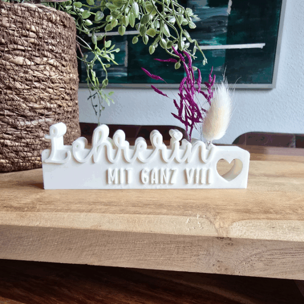 STL 3D Druck Datei 2er Schriftzug Lehrerin mit ganz viel Herz Aufsteller 3D-Druck Datei Abschied Schule Schulkind mit Löchern für Blumen – Bild 6