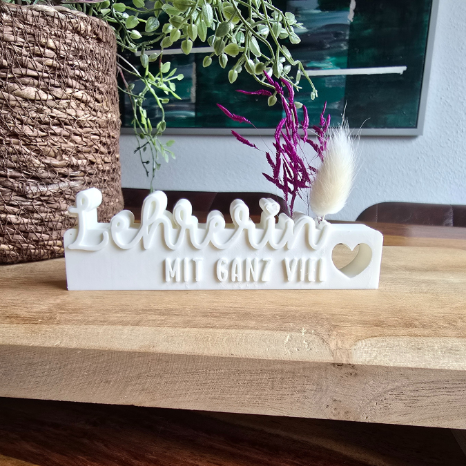 STL 3D Druck Datei 2er Schriftzug Lehrerin mit ganz viel Herz Aufsteller 3D-Druck Datei Abschied Schule Schulkind mit Löchern für Blumen – Bild 6