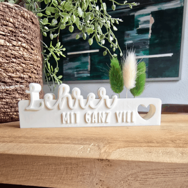 STL 3D Druck Datei 2er Schriftzug Lehrerin mit ganz viel Herz Aufsteller 3D-Druck Datei Abschied Schule Schulkind mit Löchern für Blumen – Bild 7