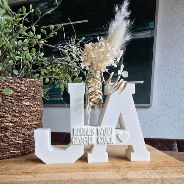 STL 3D Druck Datei Hochzeit Schriftzug JA Statement Geldgeschenk für Reagenzgläser Platz für Geldgeschenk 3D Datei Wunscherfüller – Bild 5