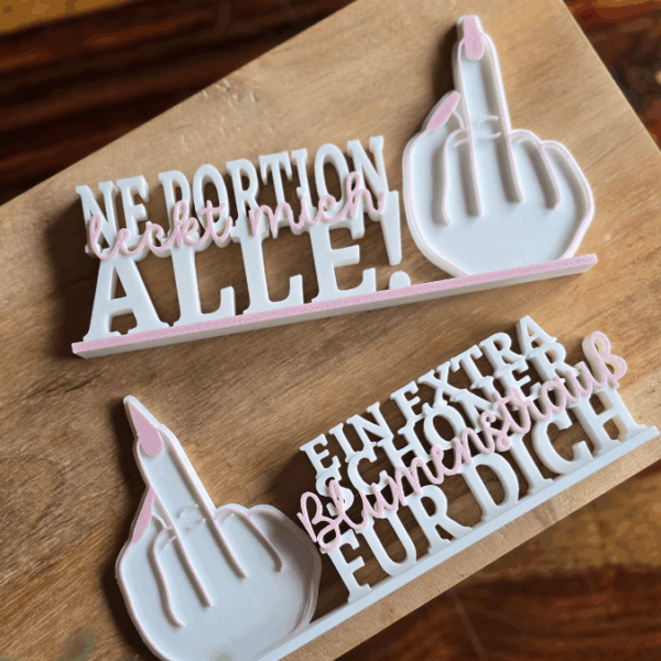 STL 3D Druck Datei 3er Schriftzug Statement Mittelfinger Aufsteller 3D-Druck Datei just sayin