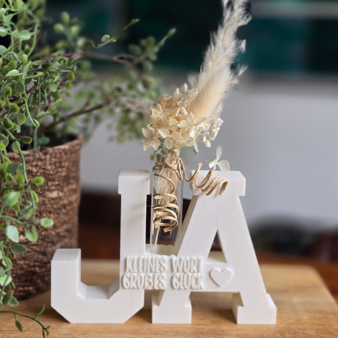 3D Druck Datei STL Hochzeit Schriftzug JA Statement Geldgeschenk für Reagenzgläser Platz für Geldgeschenk 3D Datei Wunscherfüller – Bild 7