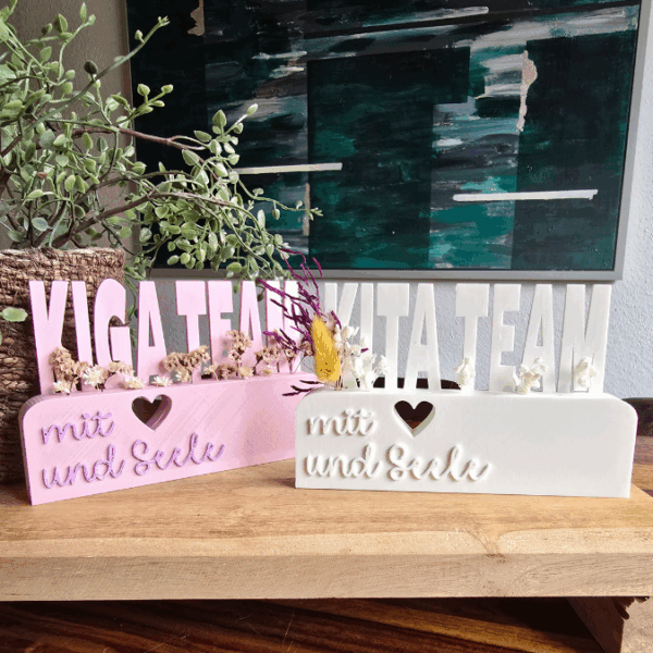 3D Druck Datei STL Kindergartenabschied Danke Kindergarten Kiga Kita Aufsteller mit öffnung für Blumen Floral 3D-Druck Datei – Bild 4