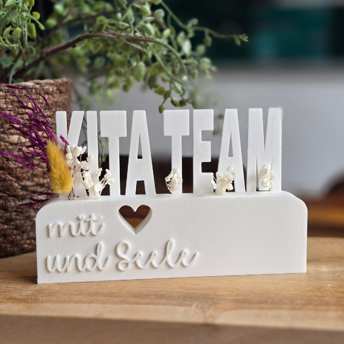 STL 3D Druck Datei Kindergartenabschied Danke Kindergarten Kiga Kita Aufsteller mit öffnung für Blumen Floral 3D-Druck Datei – Bild 6