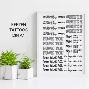 PDF - Kerzentattoo Vorlage - BAD Words - Statements - A4 Kerzentattoos zum selber drucken