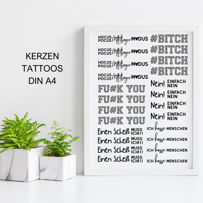 PDF - Kerzentattoo Vorlage - BAD Words - Statements - A4 Kerzentattoos zum selber drucken – Bild 2