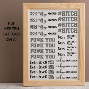 PDF - Kerzentattoo Vorlage - BAD Words - Statements - A4 Kerzentattoos zum selber drucken