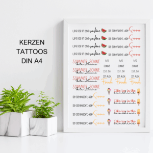 PDF - Kerzentattoo Vorlage - Eis - So schmeckt der Sommer - A4 Kerzentattoos zum selber drucken