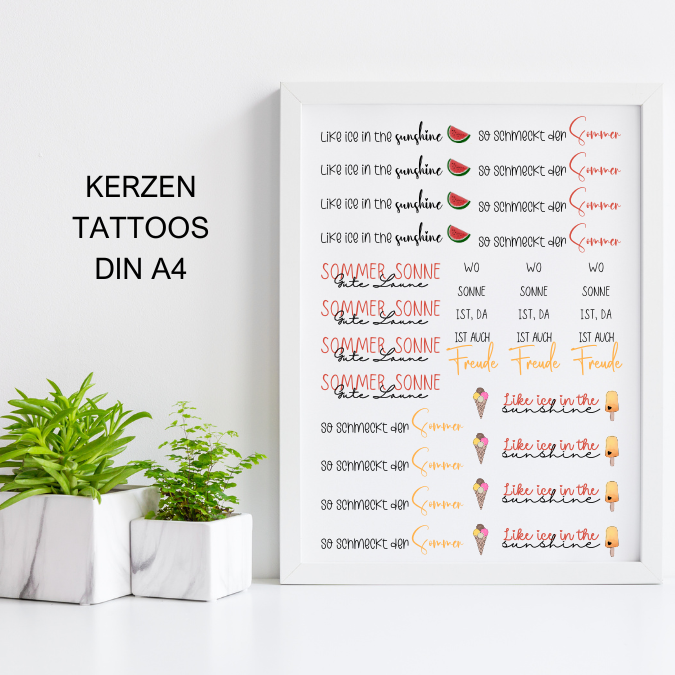 PDF - Kerzentattoo Vorlage - Eis - So schmeckt der Sommer - A4 Kerzentattoos zum selber drucken – Bild 2