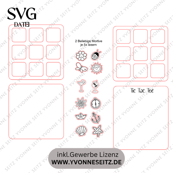 SVG Laserdatei Tic Tac Toe Spiel Urlaub Autobeschäftigung Sommerspiel Mitbringsel Zeitvertreib Kinder SVG-Datei – Bild 2