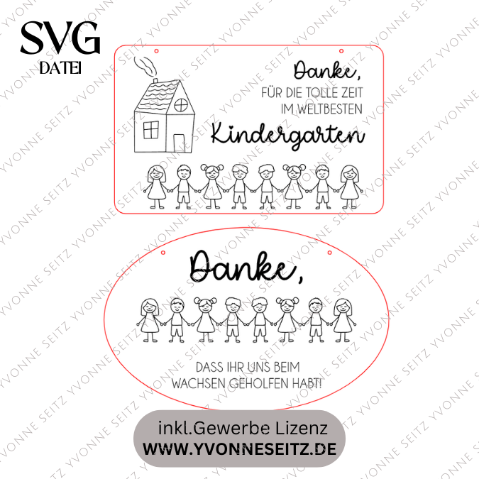 SVG Laserdatei 2er Set Schilder Holzscheiben Geschenkidee Abschied Kindergarten Kindergartenabschied Danke Kita Kiga SVG Datei – Bild 2