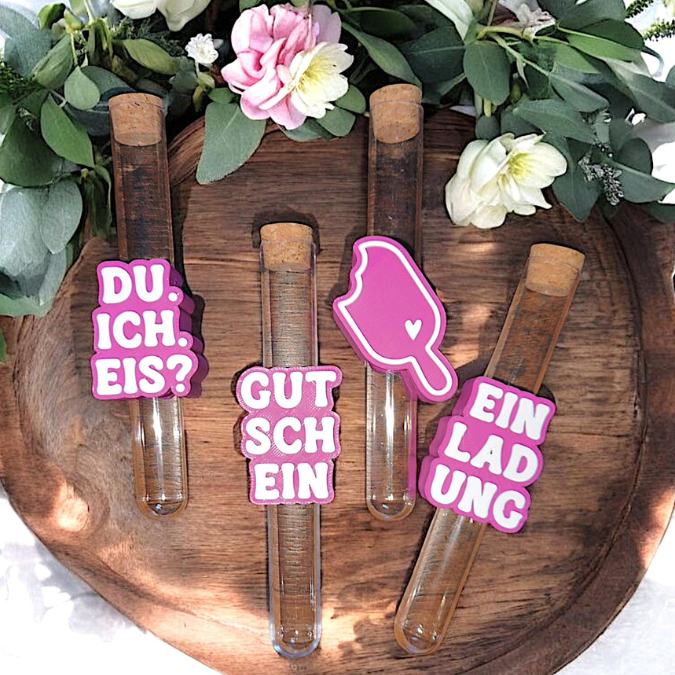 STL 3D Druck Datei 6 Designs in 3 Größen Eis Sommer Einladung Gutschein Aufschieber Wunscherfüller Reagenzglas Geldgeschenk 3D-Druck Datei – Bild 8