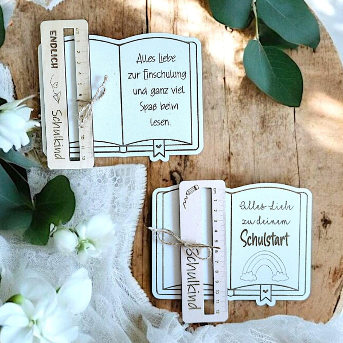 SVG Laserdatei Schulkind Einschulung 7 Designs + Gravuren Halter für Lesezeichen und Kleinigkeiten Schulstart Lesen Gescheinkidee SVG Datei – Bild 13