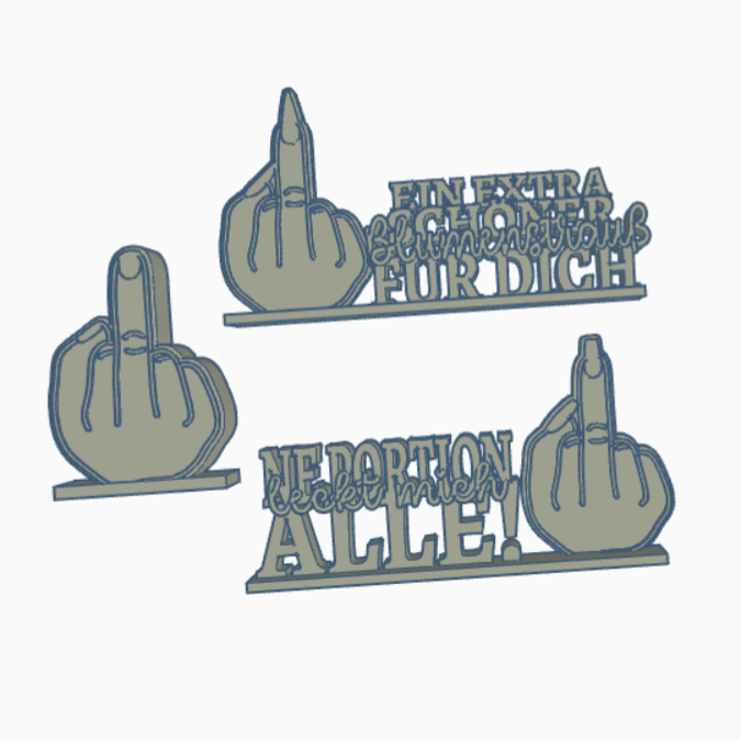 STL 3D Druck Datei 3er Schriftzug Statement Mittelfinger Aufsteller 3D-Druck Datei just sayin – Bild 2