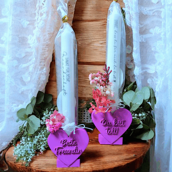 3D Druck Datei STL 4er Set Herzen zum Füllen mit Blumen oder Reagenzglas Beste Freundin, Du bist toll, Smile und Blanko 3D-Druck Datei – Bild 5