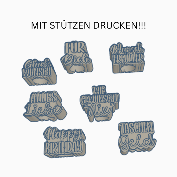3D Druck Datei STL 7 Designs in 3 Größen Geburtstag Aufschieber Wunscherfüller für Reagenzglas Geldgeschenk happy birthday 3D-Druck Datei – Bild 2