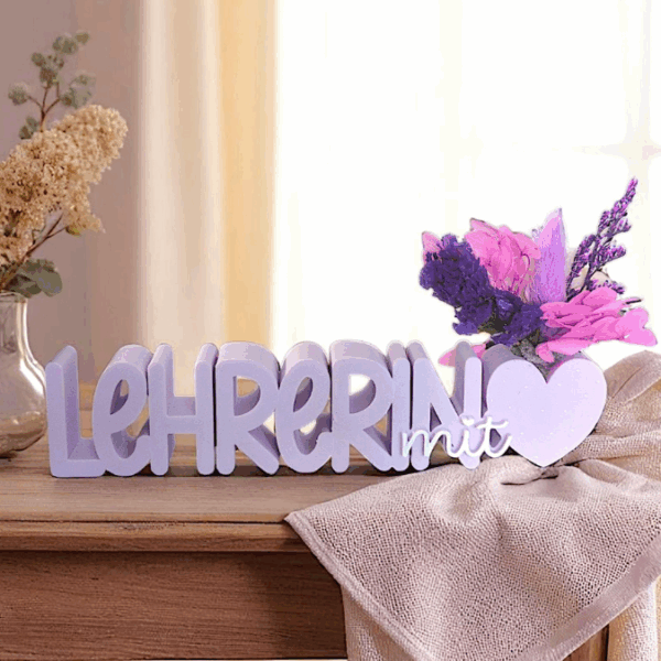 STL 3D Druck Datei 2er Schriftzug Lehrerin mit Herz zum füllen mit Blumen Aufsteller 3D-Druck Datei Abschied Schule Geschenkidee Lehrer – Bild 6