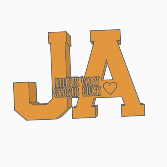3D Druck Datei STL Hochzeit Schriftzug JA Statement Geldgeschenk für Reagenzgläser Platz für Geldgeschenk 3D Datei Wunscherfüller – Bild 2
