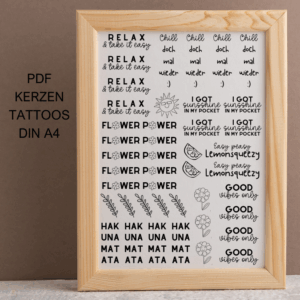 PDF - Kerzentattoo Vorlage - Easy Peasy Good Vibes - A4 Kerzentattoos zum selber drucken