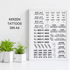 PDF - Kerzentattoo Vorlage - Easy Peasy Good Vibes - A4 Kerzentattoos zum selber drucken