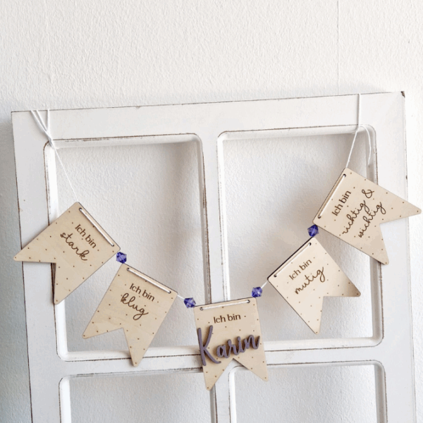 SVG Laser Datei Wimpel Affirmationen Kinderzimmer Deko personalisierbar Ich bin mutig... SVG Datei Kinderzimmerdeko – Bild 14