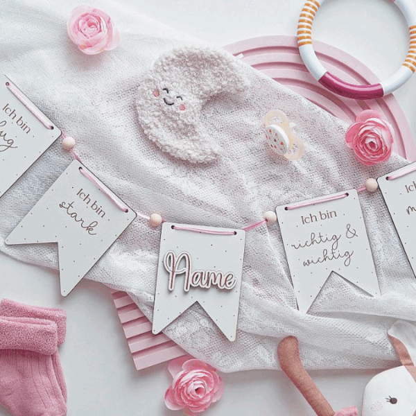 SVG Laser Datei Wimpel Affirmationen Kinderzimmer Deko personalisierbar Ich bin mutig... SVG Datei Kinderzimmerdeko – Bild 23