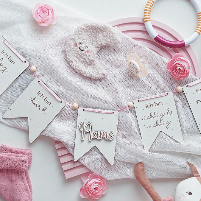 SVG Laser Datei Wimpel Affirmationen Kinderzimmer Deko personalisierbar Ich bin mutig... SVG Datei Kinderzimmerdeko – Bild 23