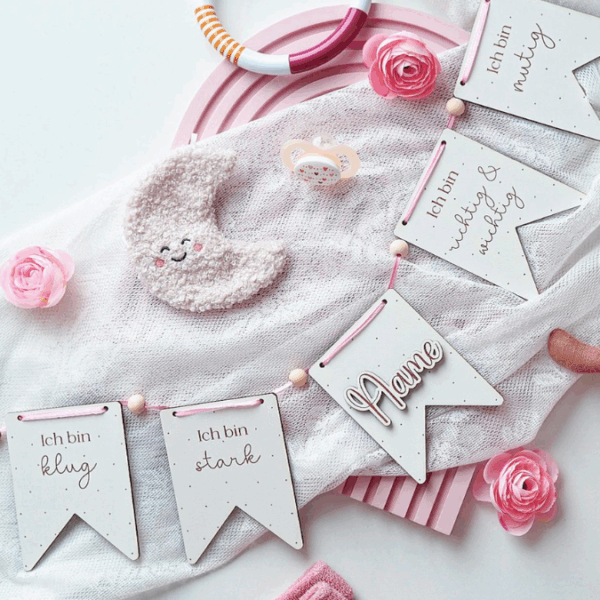 SVG Laser Datei Wimpel Affirmationen Kinderzimmer Deko personalisierbar Ich bin mutig... SVG Datei Kinderzimmerdeko – Bild 24