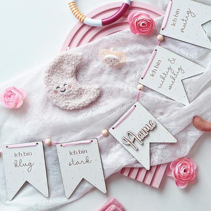 SVG Laser Datei Wimpel Affirmationen Kinderzimmer Deko personalisierbar Ich bin mutig... SVG Datei Kinderzimmerdeko – Bild 24
