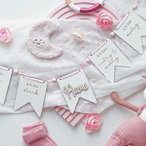 SVG Laser Datei Wimpel Affirmationen Kinderzimmer Deko personalisierbar Ich bin mutig... SVG Datei Kinderzimmerdeko – Bild 11