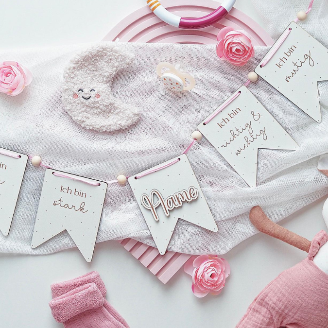 SVG Laser Datei Wimpel Affirmationen Kinderzimmer Deko personalisierbar Ich bin mutig... SVG Datei Kinderzimmerdeko – Bild 11