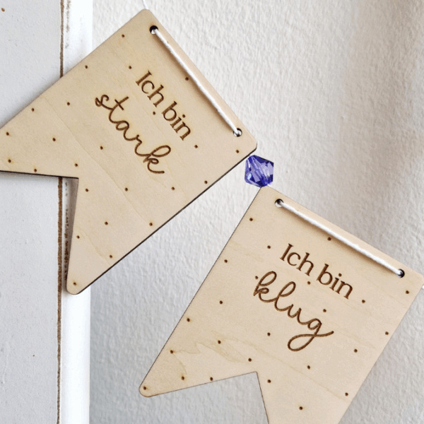 SVG Laser Datei Wimpel Affirmationen Kinderzimmer Deko personalisierbar Ich bin mutig... SVG Datei Kinderzimmerdeko – Bild 13
