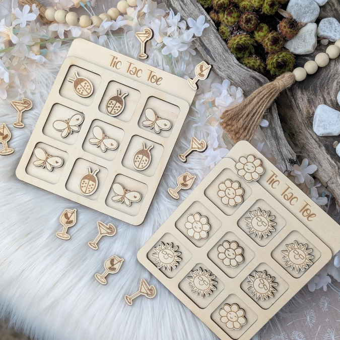 SVG Laserdatei Tic Tac Toe Spiel Urlaub Autobeschäftigung Sommerspiel Mitbringsel Zeitvertreib Kinder SVG-Datei – Bild 3