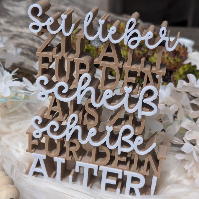 2 STL 3D Druck Datei Aufsteller Schriftzug Statement "Sei lieber zu alt für den scheiß als zu scheiße für dein Alter" 3D-Druck Datei – Bild 4