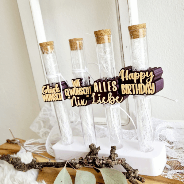 STL 3D Druck Datei 7 Designs in 3 Größen Geburtstag Aufschieber Wunscherfüller für Reagenzglas Geldgeschenk happy birthday 3D-Druck Datei – Bild 9
