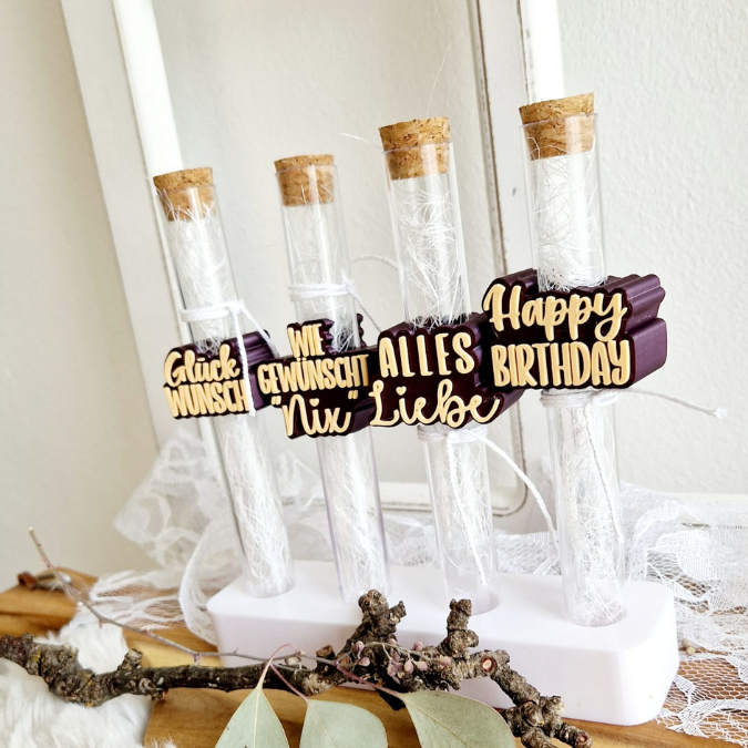 3D Druck Datei STL 7 Designs in 3 Größen Geburtstag Aufschieber Wunscherfüller für Reagenzglas Geldgeschenk happy birthday 3D-Druck Datei – Bild 12