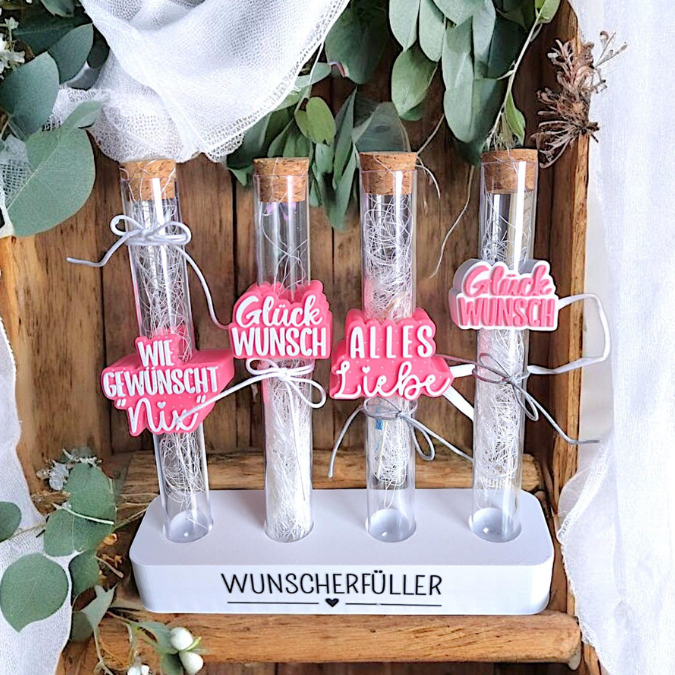 3D Druck Datei STL 7 Designs in 3 Größen Geburtstag Aufschieber Wunscherfüller für Reagenzglas Geldgeschenk happy birthday 3D-Druck Datei – Bild 7