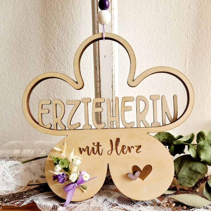 6 Designs Blumen zum Aufhängen und füllen mit Blumen oder Geld Kindergartenabschier Erzieherin KiTa Erzieherin Danke SVG Laserdatei Lasercut – Bild 3