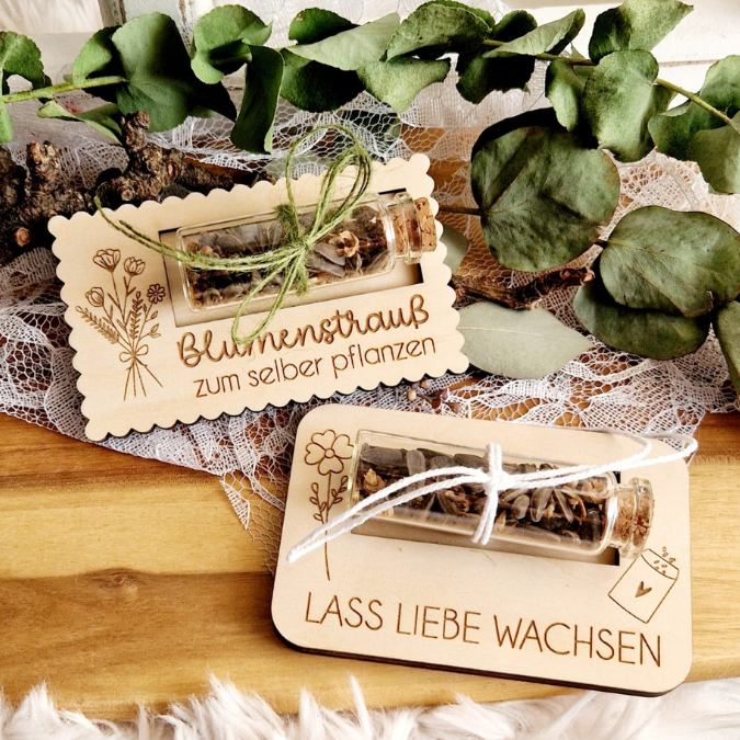 SVG Laserdatei Designs Halter für Blumensamen Samen Gastgeschenk Hochzeit Mitbringsel Geschenkidee SVG Datei Reagenzglas – Bild 5