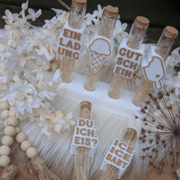 STL 3D Druck Datei 6 Designs in 3 Größen Eis Sommer Einladung Gutschein Aufschieber Wunscherfüller Reagenzglas Geldgeschenk 3D-Druck Datei – Bild 10