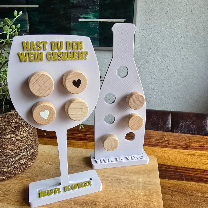 STL 3D Druck Datei in 2 Designs Weinkorken Ständer Korken Halter Weinflasche und Weinglas Vino Wein 3D-Druck Datei – Bild 7